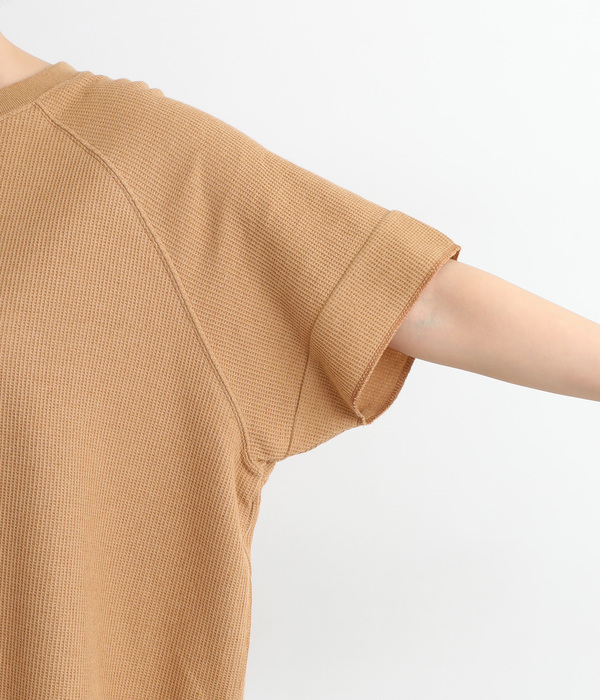 【UNDYED】コットンワッフルプルオーバー(C・キャメル)