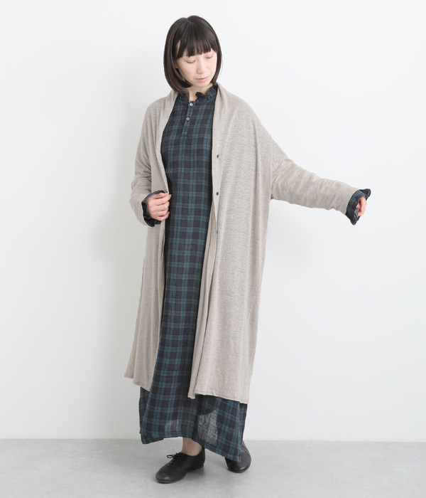 リネンロングカーディガン(B・ナチュラル)【新入荷】【再入荷