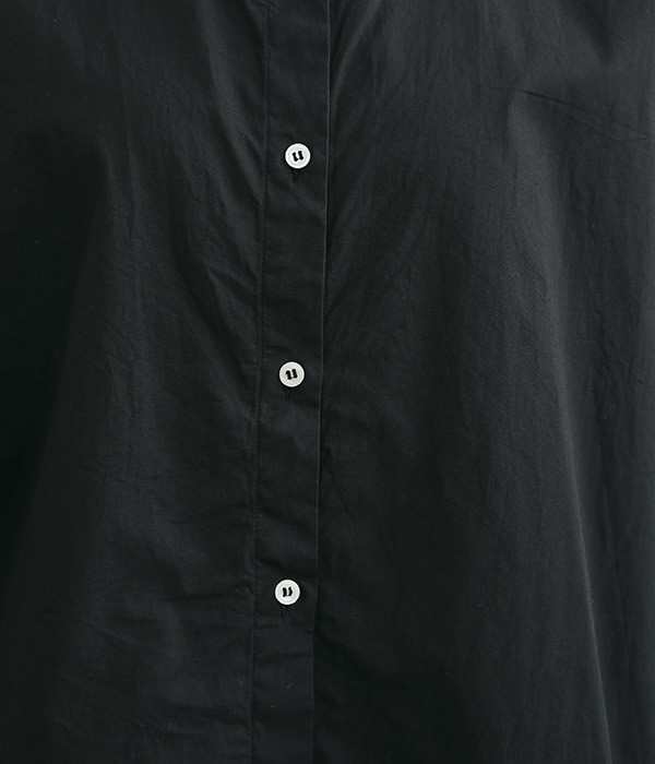コットンブロード バンドカラーシャツ(C・ブラック)
