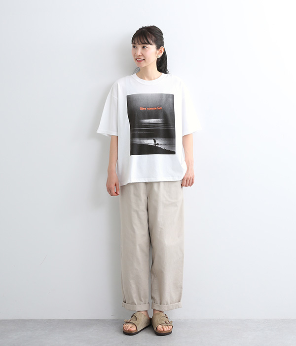 フォトプリント Tシャツ(A・ホワイト×オレンジ)