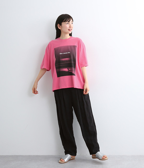 フォトプリント Tシャツ(B・グレー×ピンク)