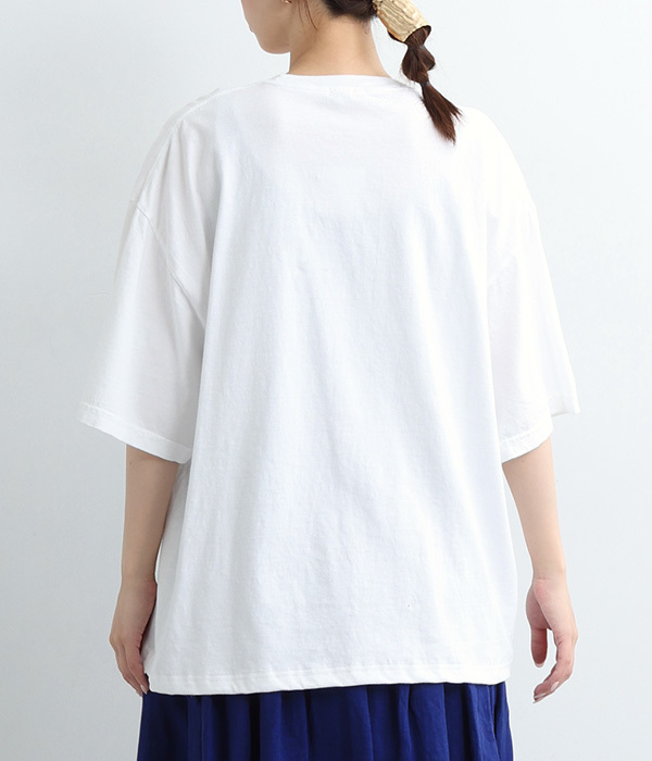 コットンピグメントダイフォトプリントTシャツ(A・ホワイト×ブルー)