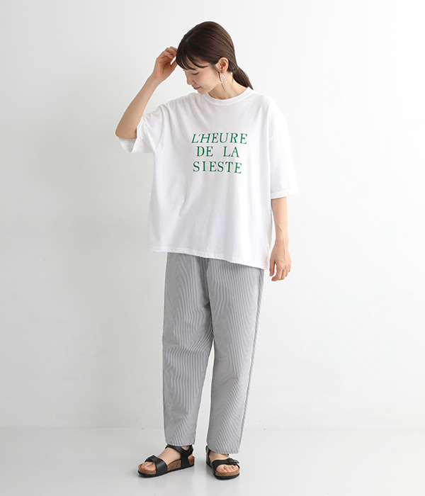 コットンピグメントダイプリントTシャツ(A・ホワイト×グリーン)