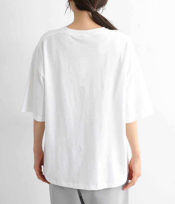 コットンピグメントダイプリントTシャツ(A・ホワイト×グリーン)