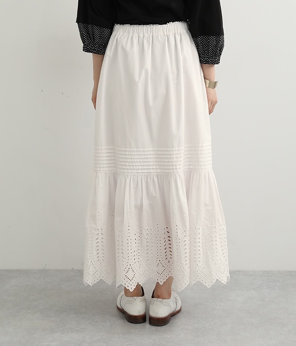 スカラップ刺繍スカート(A・ホワイト)