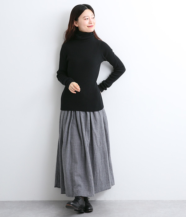 RIB JAPAN WHOLE GARMENT　タートルネックプルオーバー(A・ナチュラル)