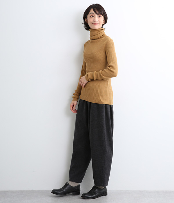 RIB JAPAN WHOLE GARMENT　タートルネックプルオーバー(B・キャメル)