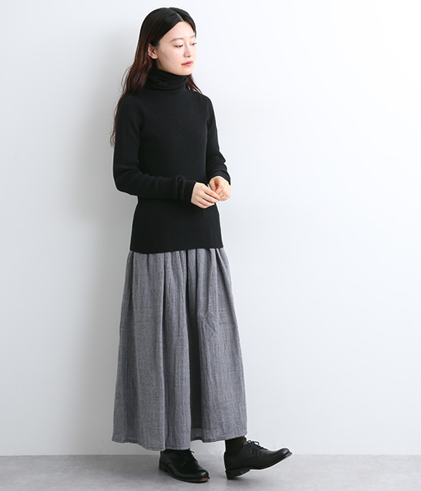 RIB JAPAN WHOLE GARMENT　タートルネックプルオーバー(C・ブラック)