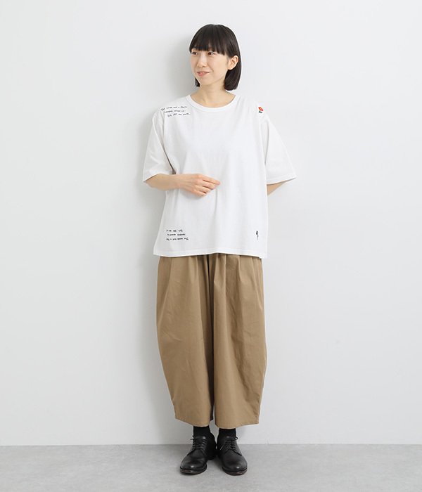 コットンタイプライターワイドタックパンツ(B・ネイビー)