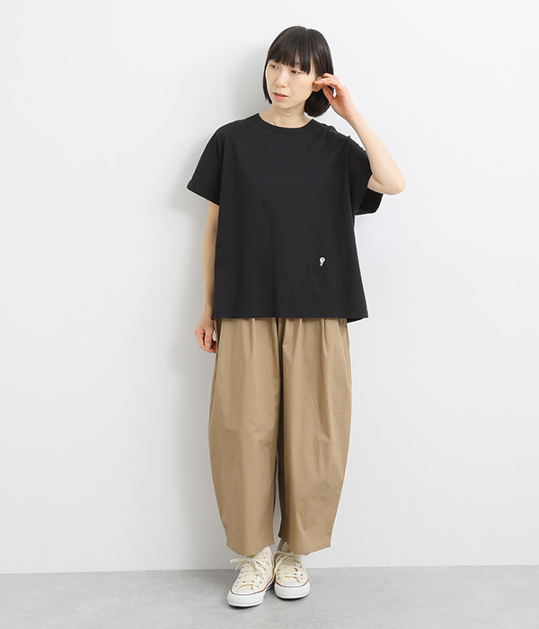 コットンタイプライターワイドタックパンツ(B・ネイビー)