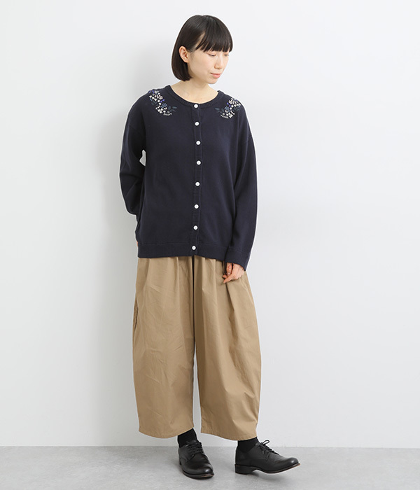 コットンタイプライターワイドタックパンツ(B・ネイビー)