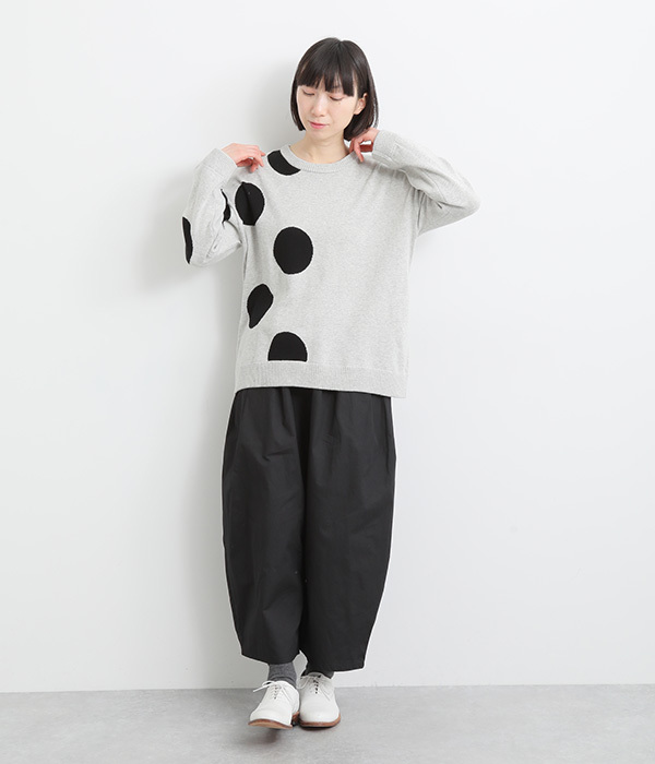 コットンタイプライターワイドタックパンツ(B・ネイビー)