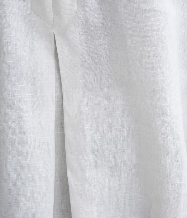 フレンチリネンキャンバスワッシャー 襟付きタックプルオーバー(A・オフホワイト)