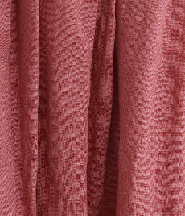 フレンチリネンキャンバスワッシャー　裾フリンジタックスカート(A・ピンク)