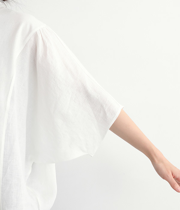 フレンチリネンキャンバスワッシャー　袖配色ラグランプルオーバー(A・オフホワイト/オフホワイト)