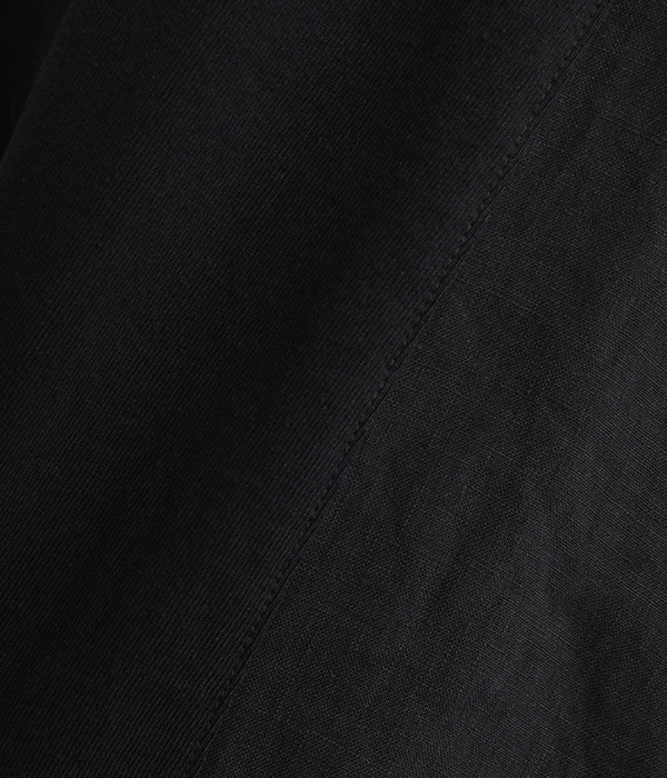 フレンチリネンキャンバスワッシャー　袖配色ラグランプルオーバー(C・ブラック/ブラック)