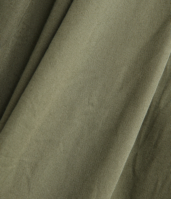 天日干し風ビンテージワッシャーツイル　裾切替コクーンスカート(A・スモーキーグリーン)