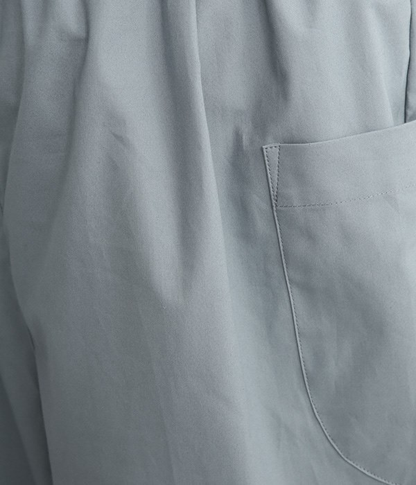 オーガニックコットンクロス　裾ギャザーパンツ(B・ブルー)