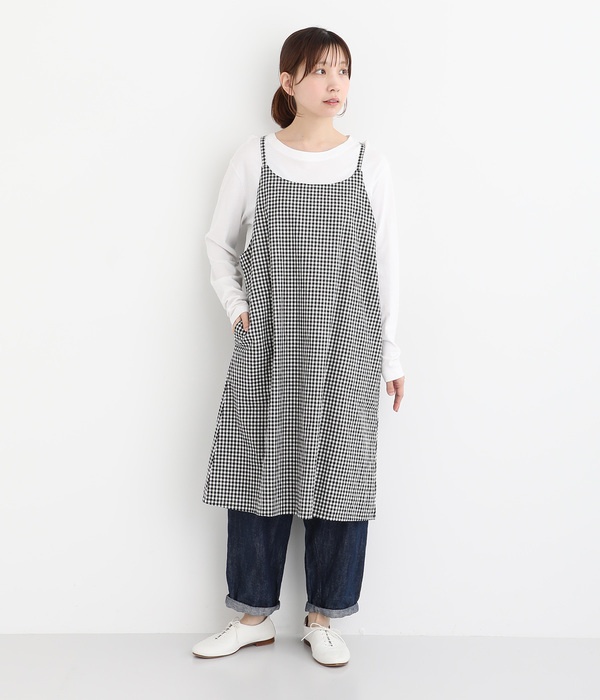 コットン　キャミソールエプロン(B・チドリ)