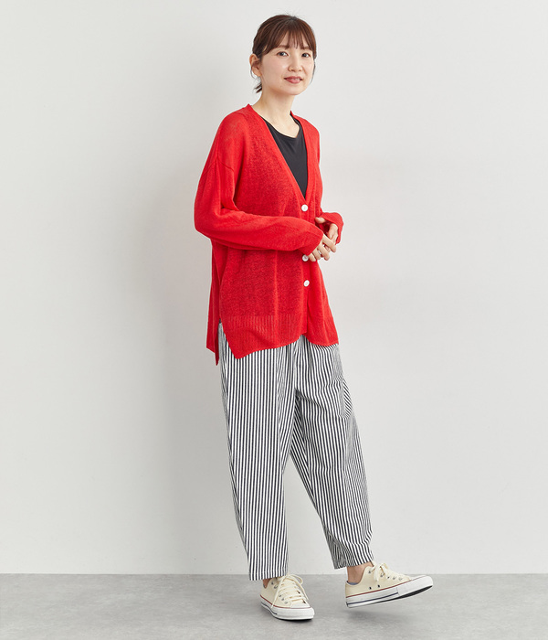 コットン三つ綾テーパードパンツ(B・ストライプ)
