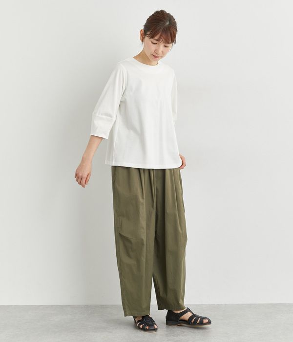 コットンツイル　ワイドパンツ(C・カーキ)