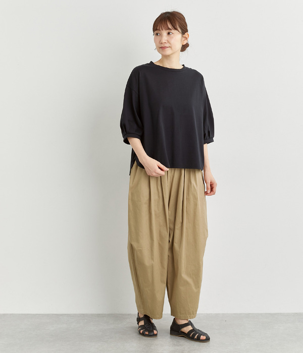 コットンツイル　ワイドパンツ(C・カーキ)