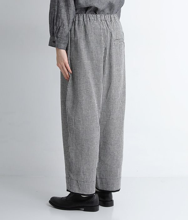 コットンリネンヘリンボーンギンガム/平織りチェック　裾配色パンツ(A・ギンガム)