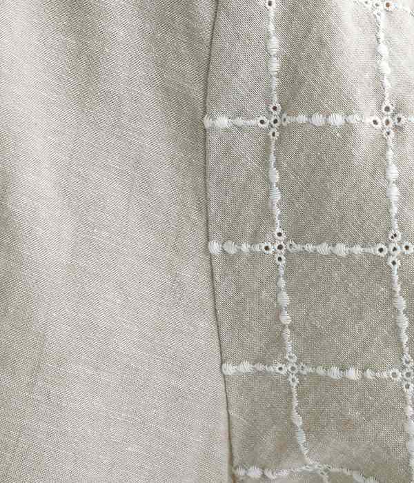 コットンリネン平織り 刺繍ブラウス(A・ベージュ)