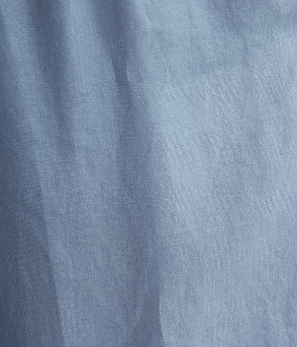 リネン平織り切替えワイドパンツ(C・ブルー)