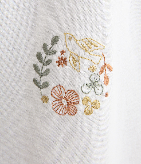 バードット刺繍袖ゴムプルオーバー(A・アイボリー)