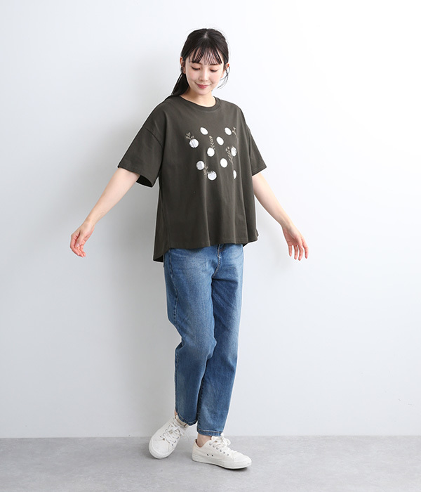 箔ドットプリント×刺繍Tee(C・スミクロ)