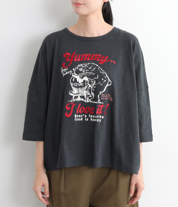 yummy7分袖Tシャツ(C・ネイビー)