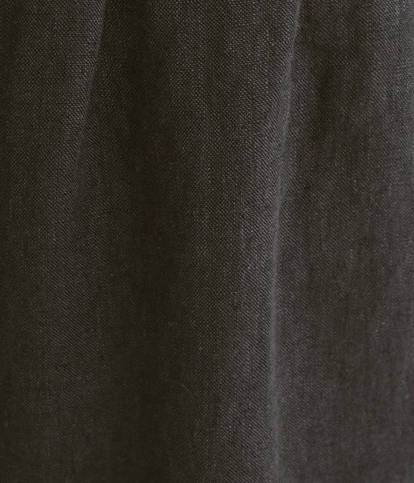 9番手リネン裾ギャザーパンツ(A・ブラック)