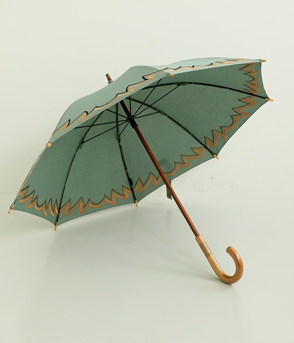 晴雨兼用パラソル　刺繍　長傘47cm(A・グレイッシュグリーン)