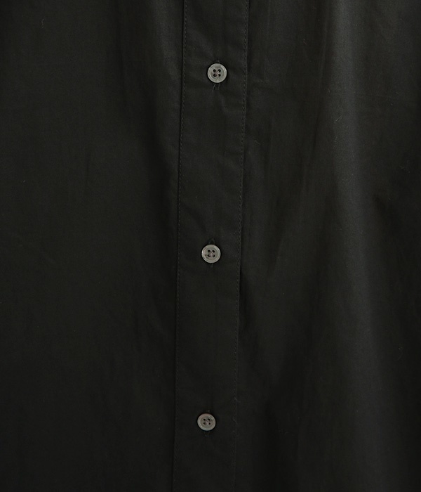 【neilikka】シルクタッチローン 肩レース使いバンドカラー6分袖シャツ(B・ブラック)