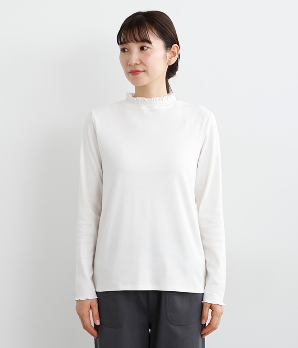 フリル襟付き長袖Tシャツ(A・ホワイト)