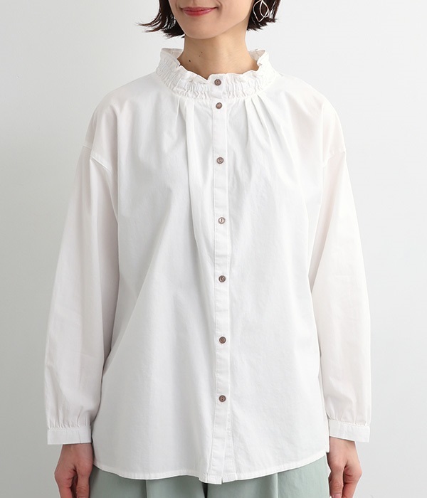 コットンブロードネックシャーリングシャツ(A・ホワイト)