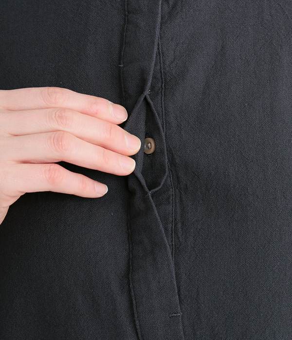 リネンタッチサイドポケット半袖ワンピース(C・スミクロ)