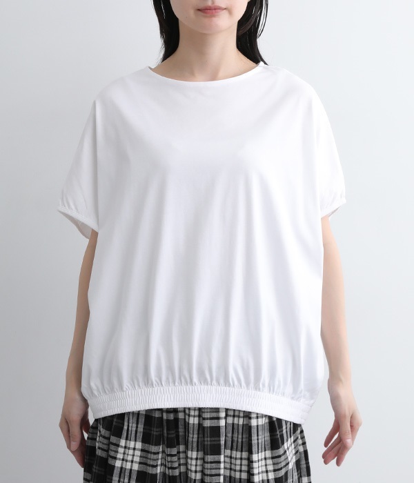 【neilikka】裾シャーリングTシャツ(A・ホワイト)