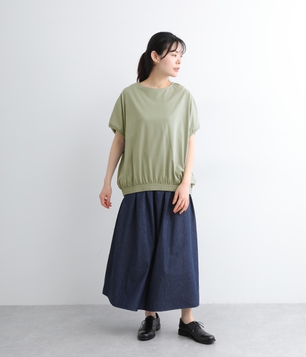 【neilikka】裾シャーリングTシャツ(A・ホワイト)