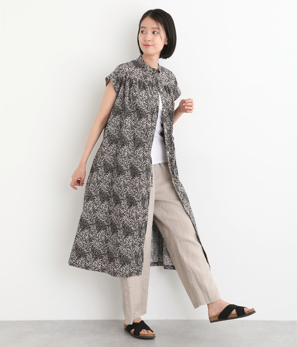 FablicByBestofMorrisウエストドロストフレンチワンピース(B・ブラック×WillowBoughs)
