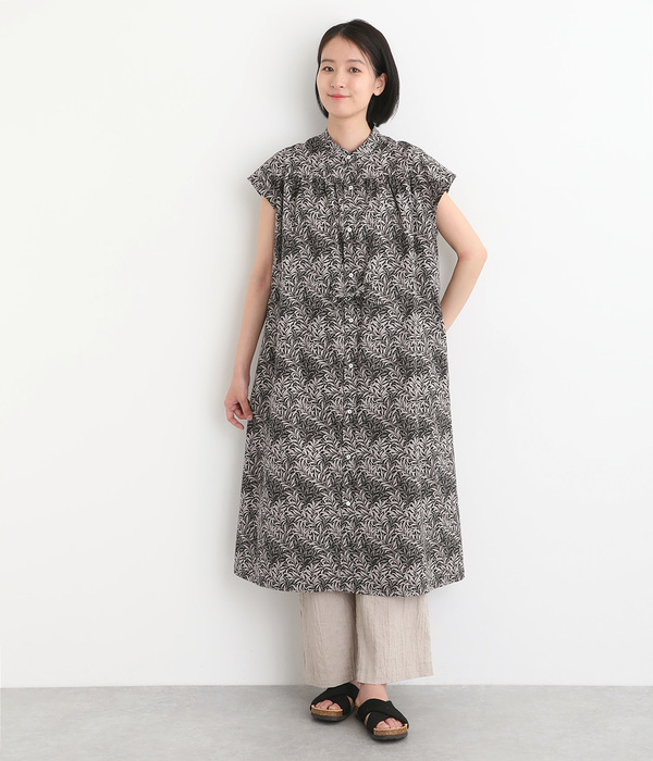 FablicByBestofMorrisウエストドロストフレンチワンピース(B・ブラック×WillowBoughs)