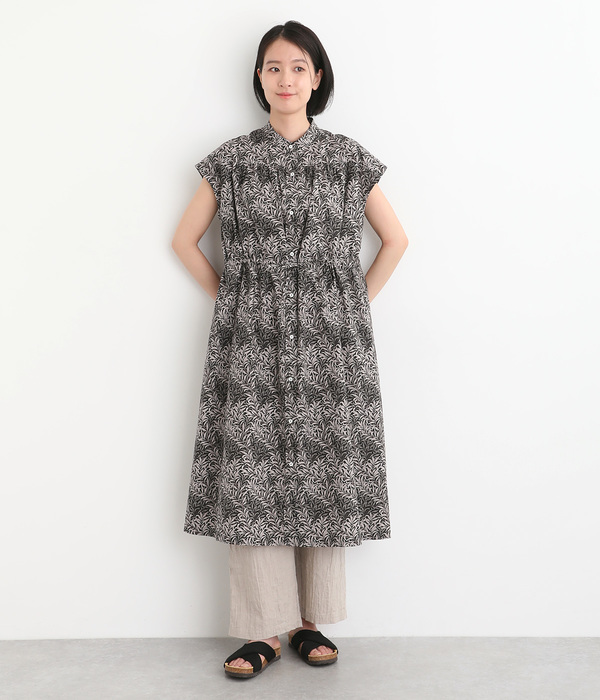 FablicByBestofMorrisウエストドロストフレンチワンピース(B・ブラック×WillowBoughs)