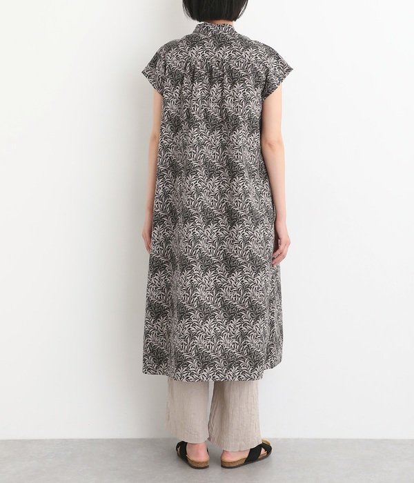 FablicByBestofMorrisウエストドロストフレンチワンピース(B・ブラック×WillowBoughs)