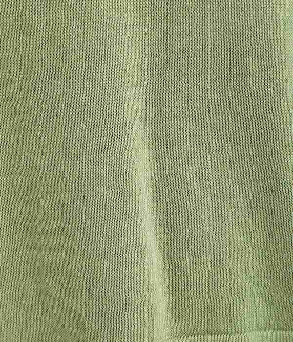 ラミーコットンリバティ肩釦　フリル袖口8分袖プルオーバー(B・ライトグリーン)