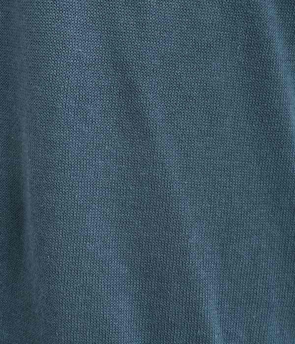 ラミーコットンリバティ肩釦　フリル袖口8分袖プルオーバー(C・ブルー)