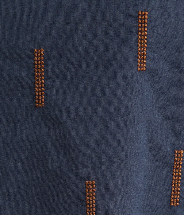 スティック刺繍天竺コンビTシャツ(C・ネイビー×ブラウン)