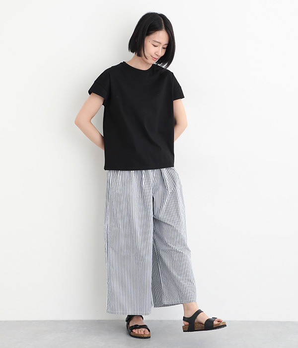 コットンタイプライターストライプタックパンツ(ネイビーストライプ)