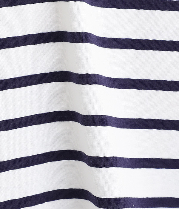 コットンULTIMAボーダードルマンTシャツ(A・ホワイト×ネイビー)
