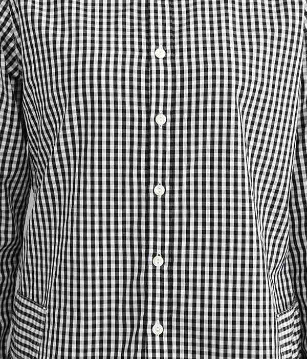 コットン丸襟シャツ(ブラックギンガム)